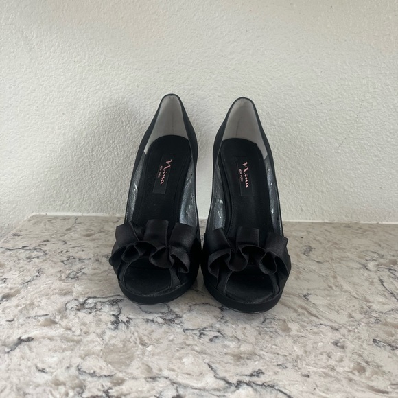 Nina Black High Heel Pumps with Decorative Toe - Picture 8 of 9